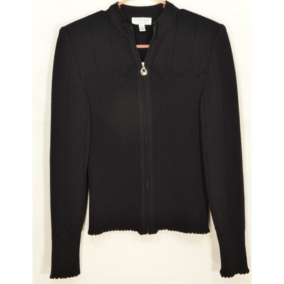 St John Sport Marie Gray jacket M black zipper fro - Picture 4 of 8